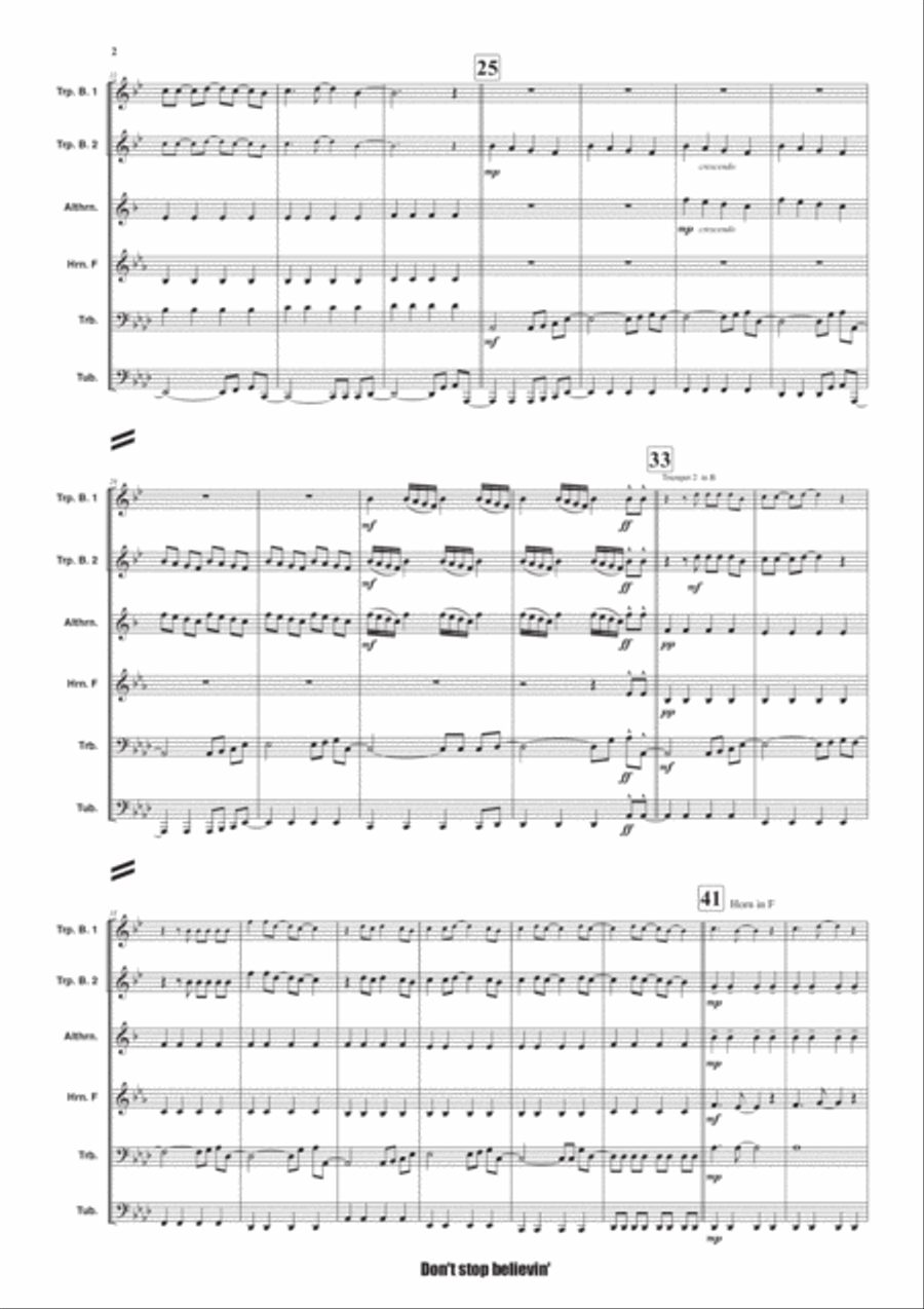 Don't Stop Believin' Brass Ensemble scores gallery preview page 2