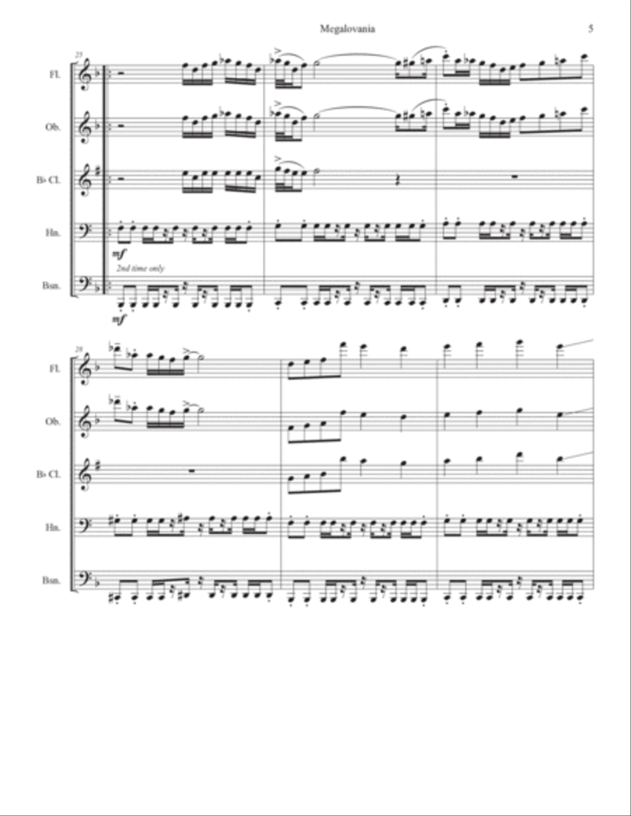 Megalovania Megalovania Woodwind Quintet scores gallery preview page 5