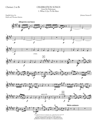 Celebration Songs (from Die Fledermaus) - Clarinet 2 in Bb