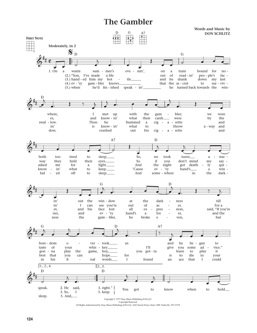 The Gambler (from The Daily Ukulele) (arr. Jim Beloff) Ukulele scores gallery preview page 1