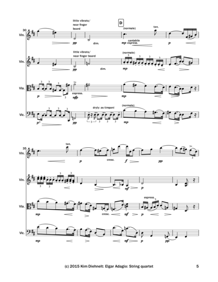 Elgar: Symphony No.1, "Adagio" for string quartet (Score) image number null