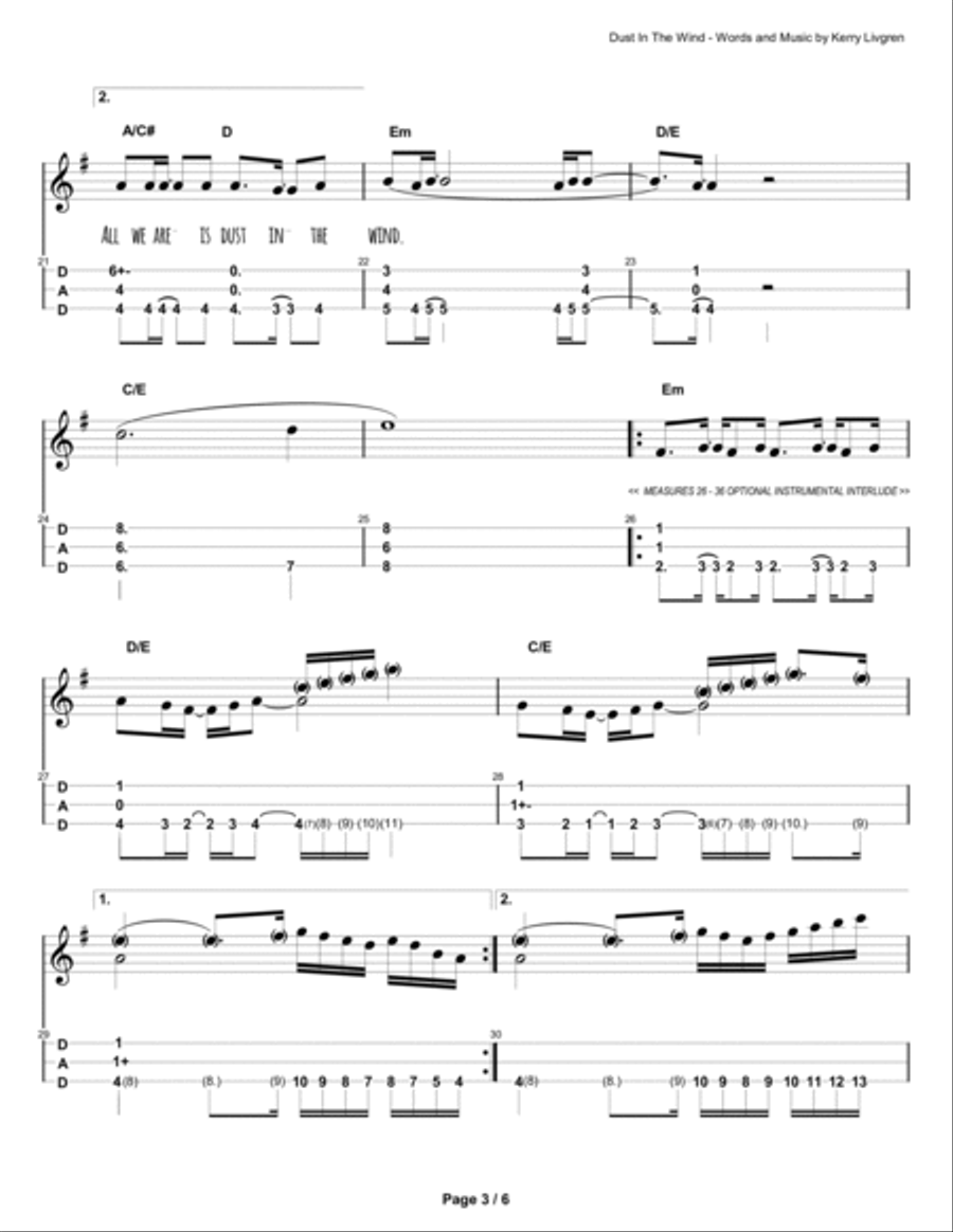 Dust In The Wind Dulcimer scores gallery preview page 4