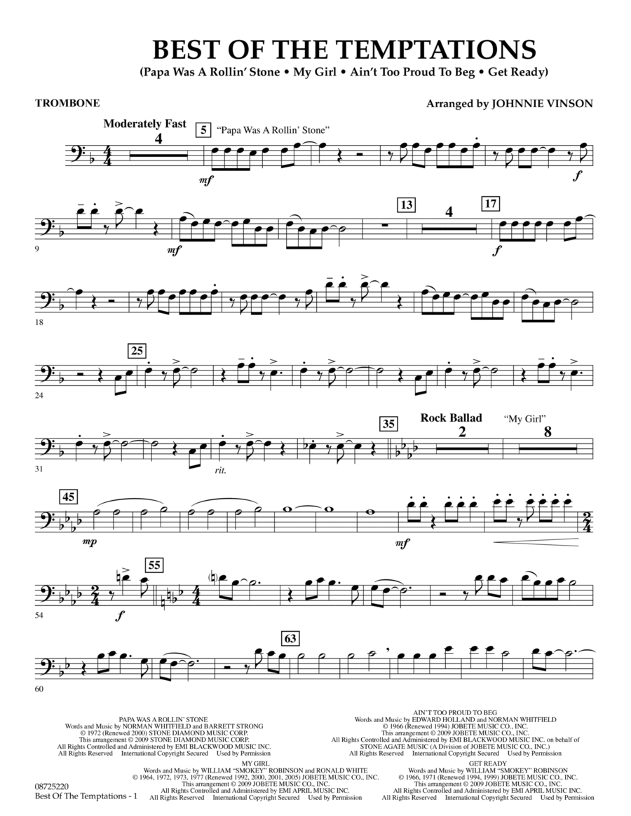 Best of The Temptations - Trombone Concert Band scores gallery preview page 1