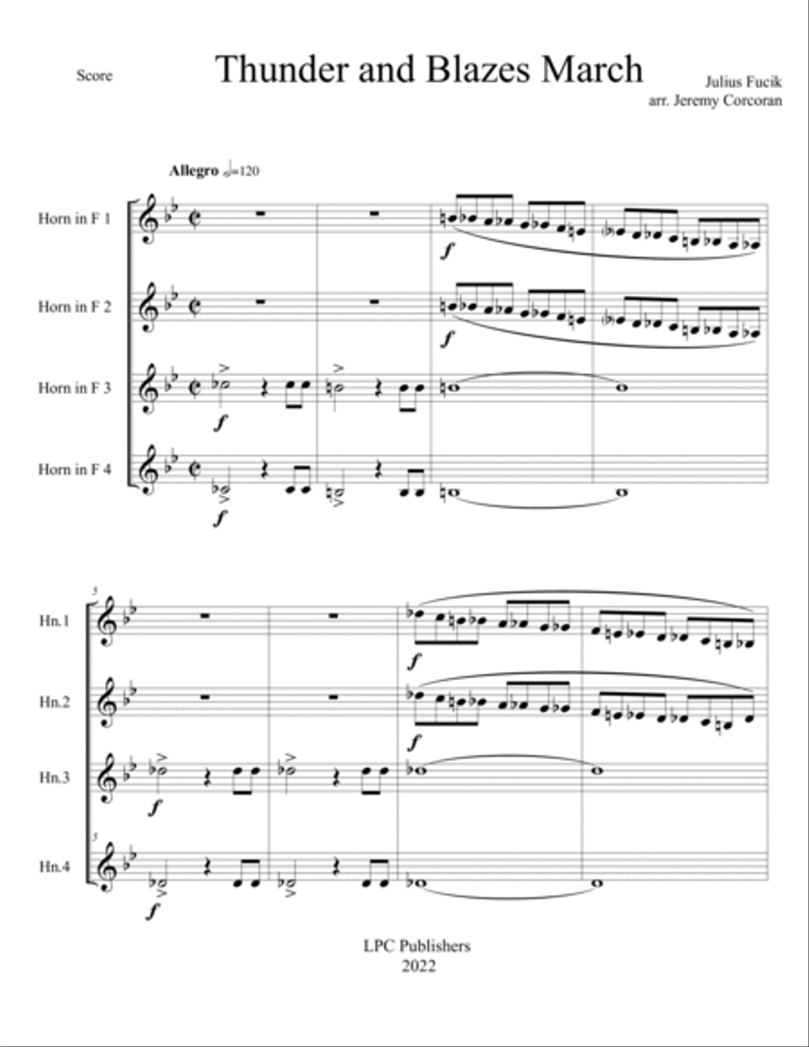 Thunder and Blazes March for French Horn Quartet French Horn Quartet scores gallery preview page 2