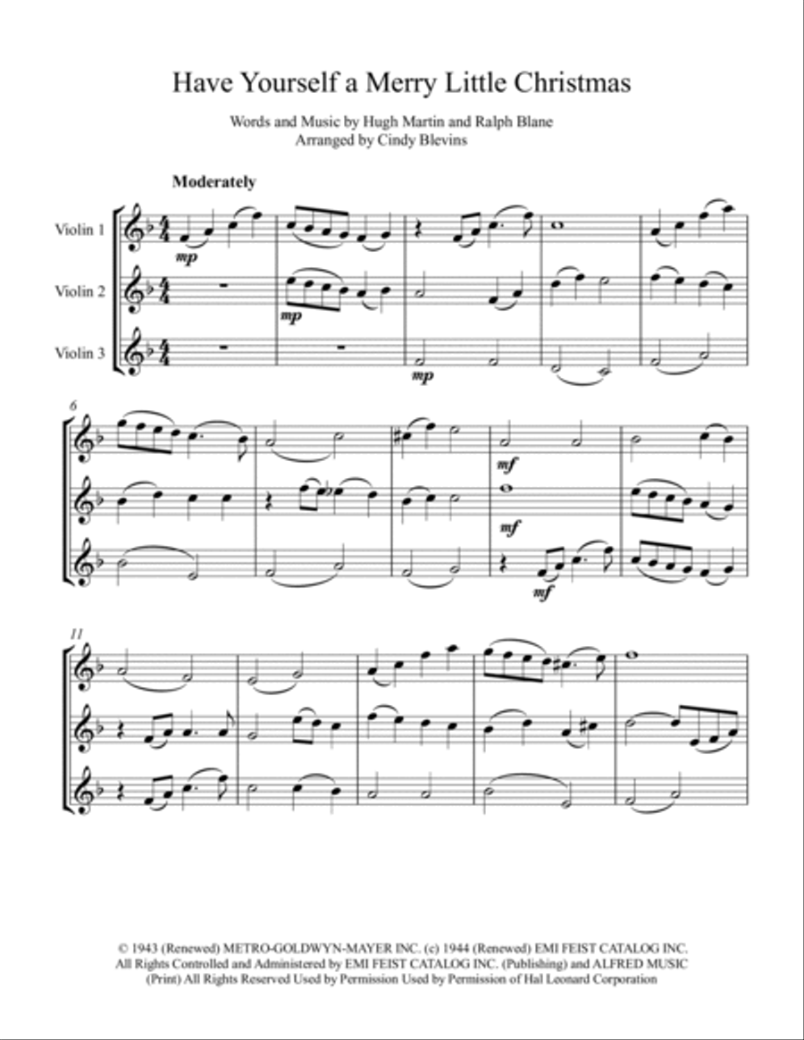 Have Yourself A Merry Little Christmas from MEET ME IN ST. LOUIS String Trio scores gallery preview page 2