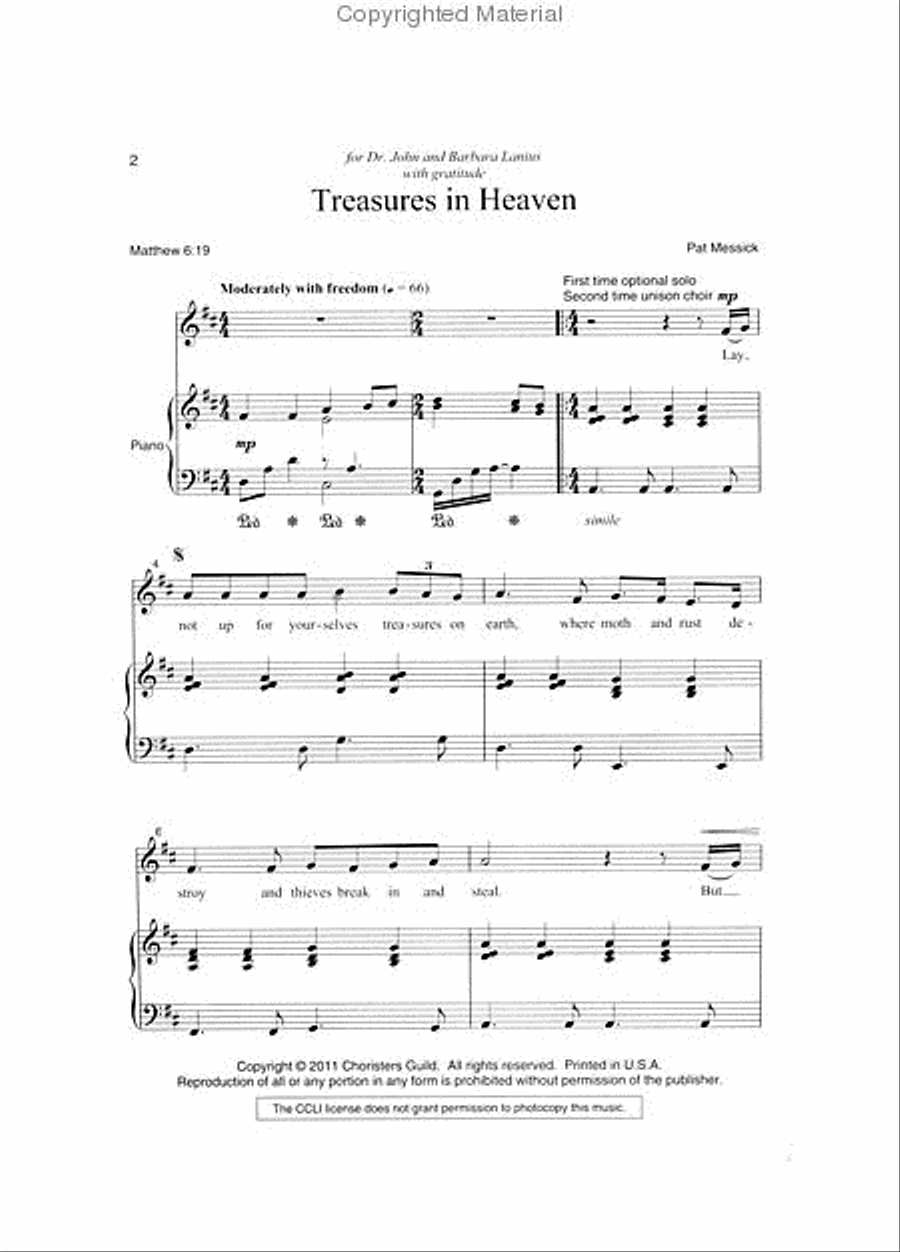 Treasures in Heaven Treasures in Heaven 2-Part scores gallery preview page 2