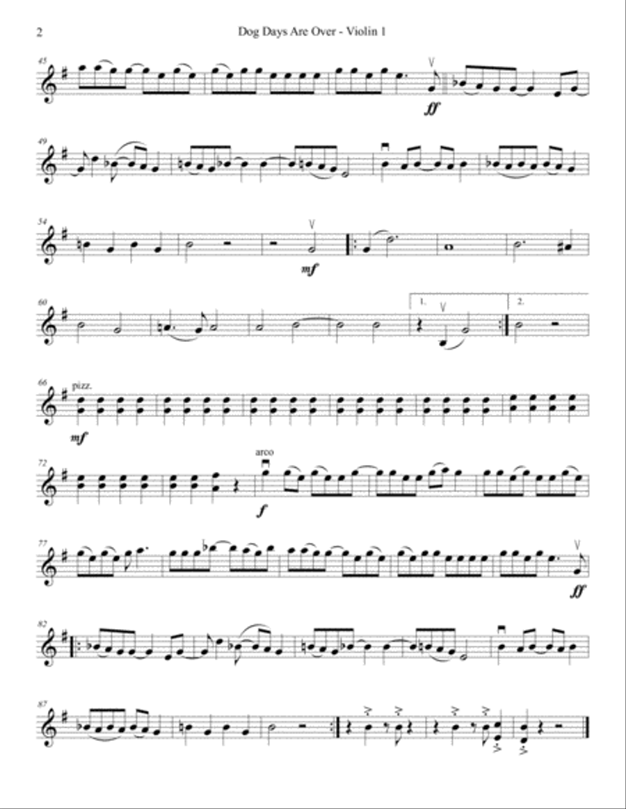 Dog Days Are Over String Quartet scores gallery preview page 2