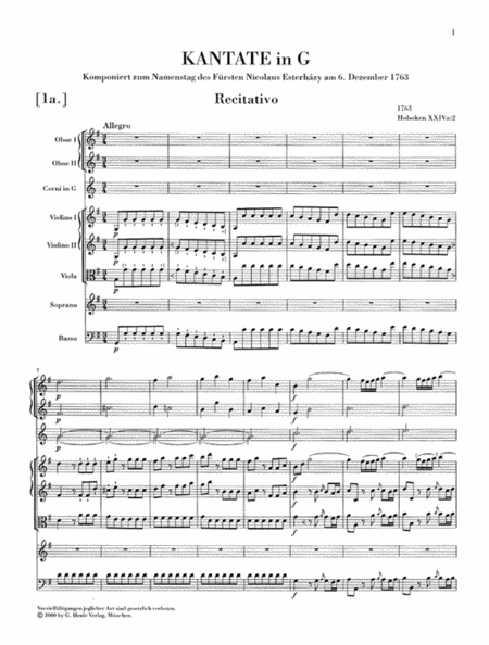 Cantatas with Orchestra for the Princes of Esterhazy