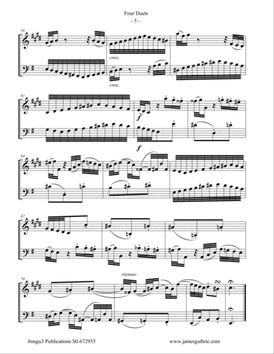 Bach: Four Duets for Alto Clarinet & Cello E-Flat Clarinet scores gallery preview page 5