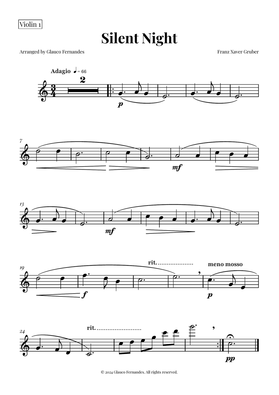 Silent Night | BEAUTIFUL Arrangement String Orchestra scores gallery preview page 3