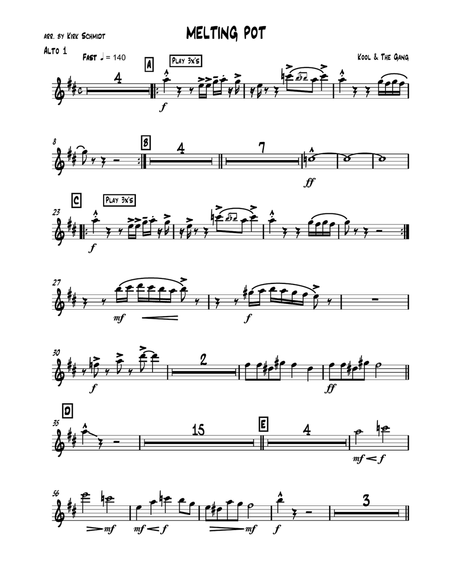 Melting Pot (Kool and the Gang) Jazz Ensemble scores gallery preview page 1
