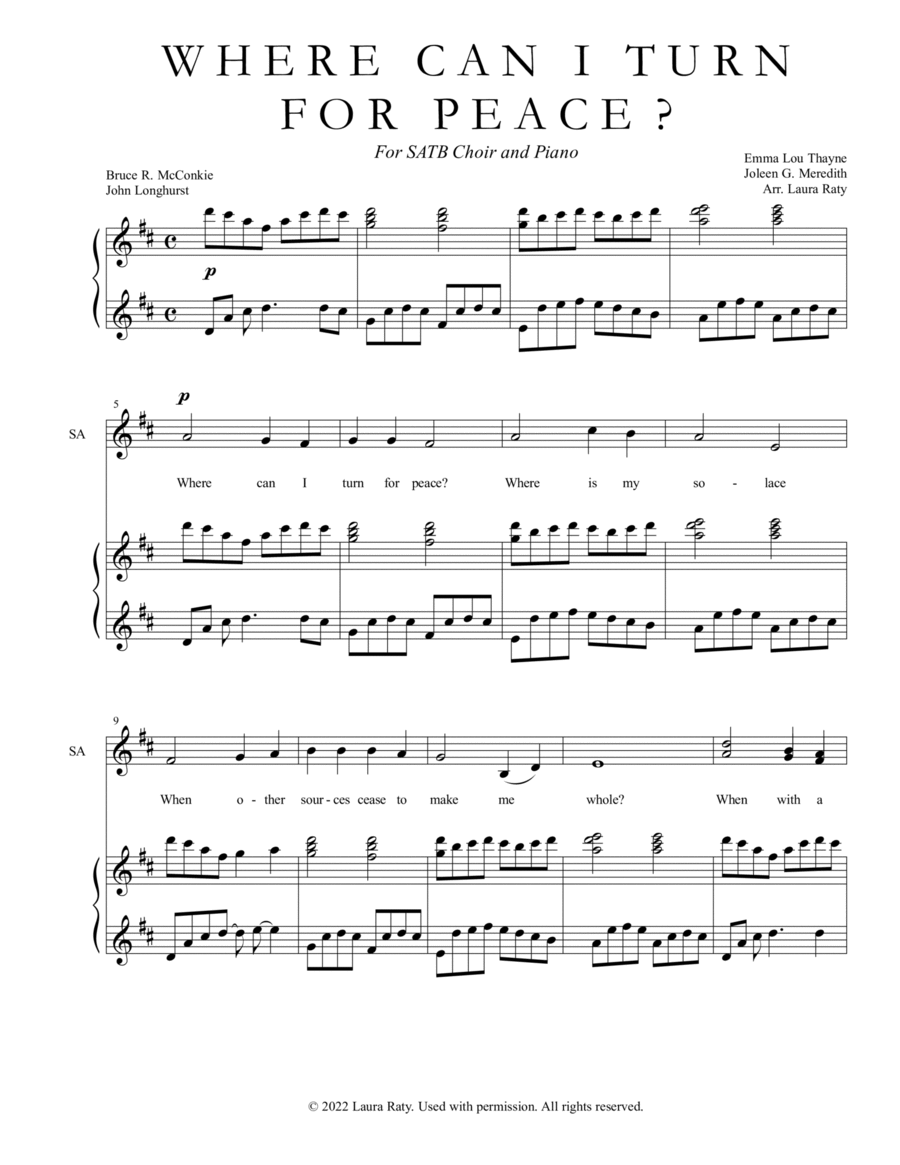Where Can I Turn for Peace 4-Part scores gallery preview page 1