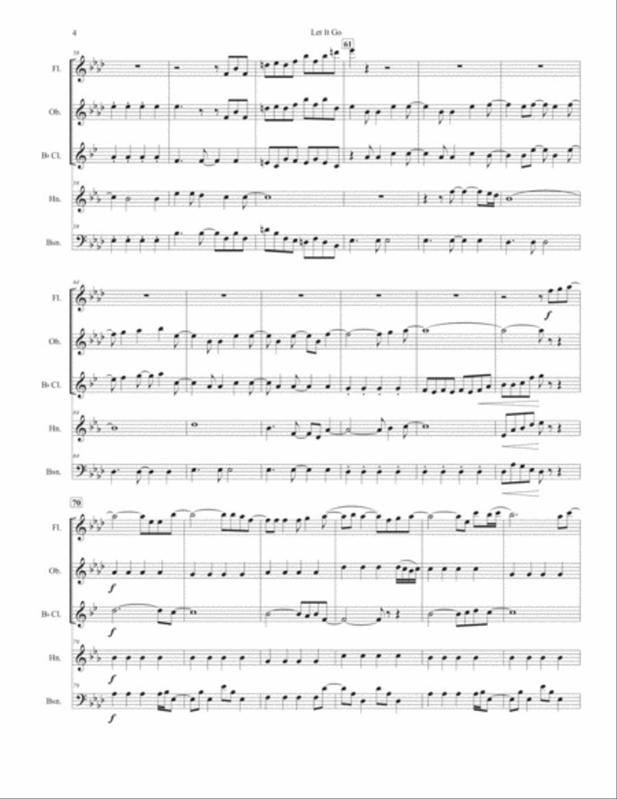 Let It Go (from Frozen) Woodwind Quintet scores gallery preview page 5