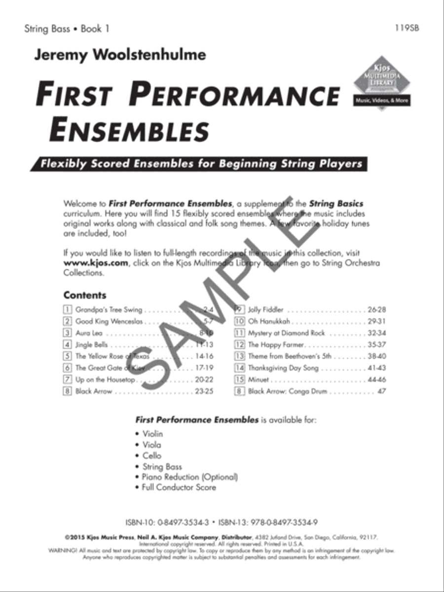 String Basics First Performance Ensembles - Book 1 - String Bass