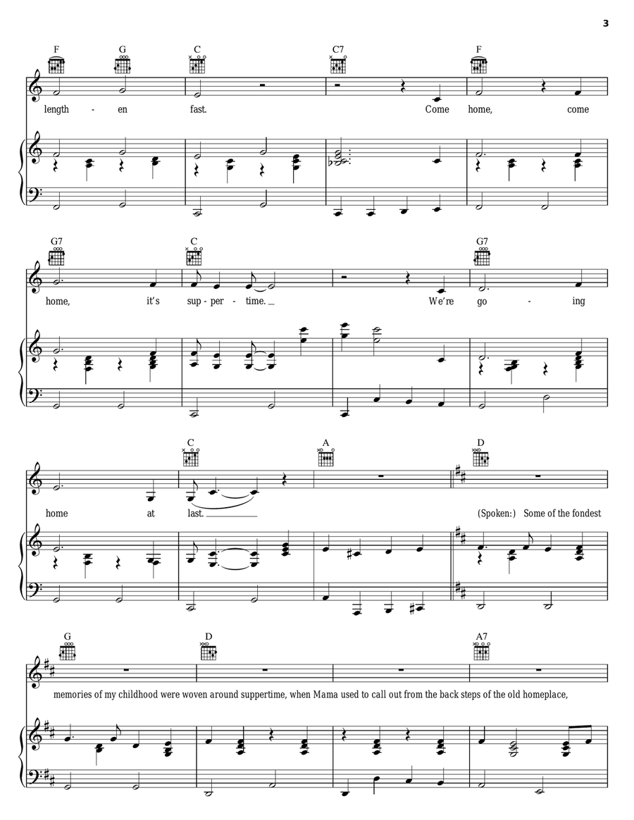 Suppertime Piano, Vocal, Guitar scores gallery preview page 3