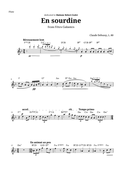 En sourdine by Debussy for Flute and Chords image number null