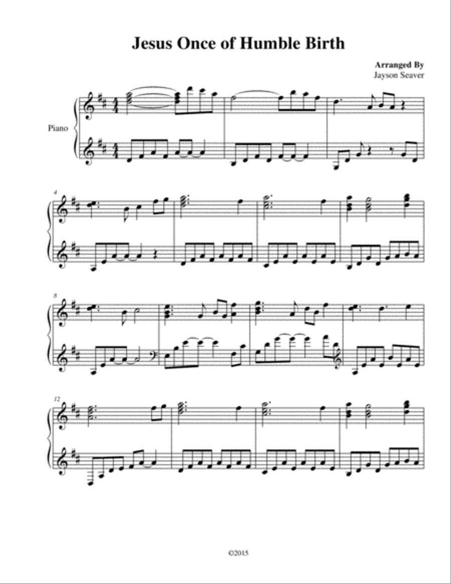 Jesus Once of Humble Birth Piano Solo scores gallery preview page 2