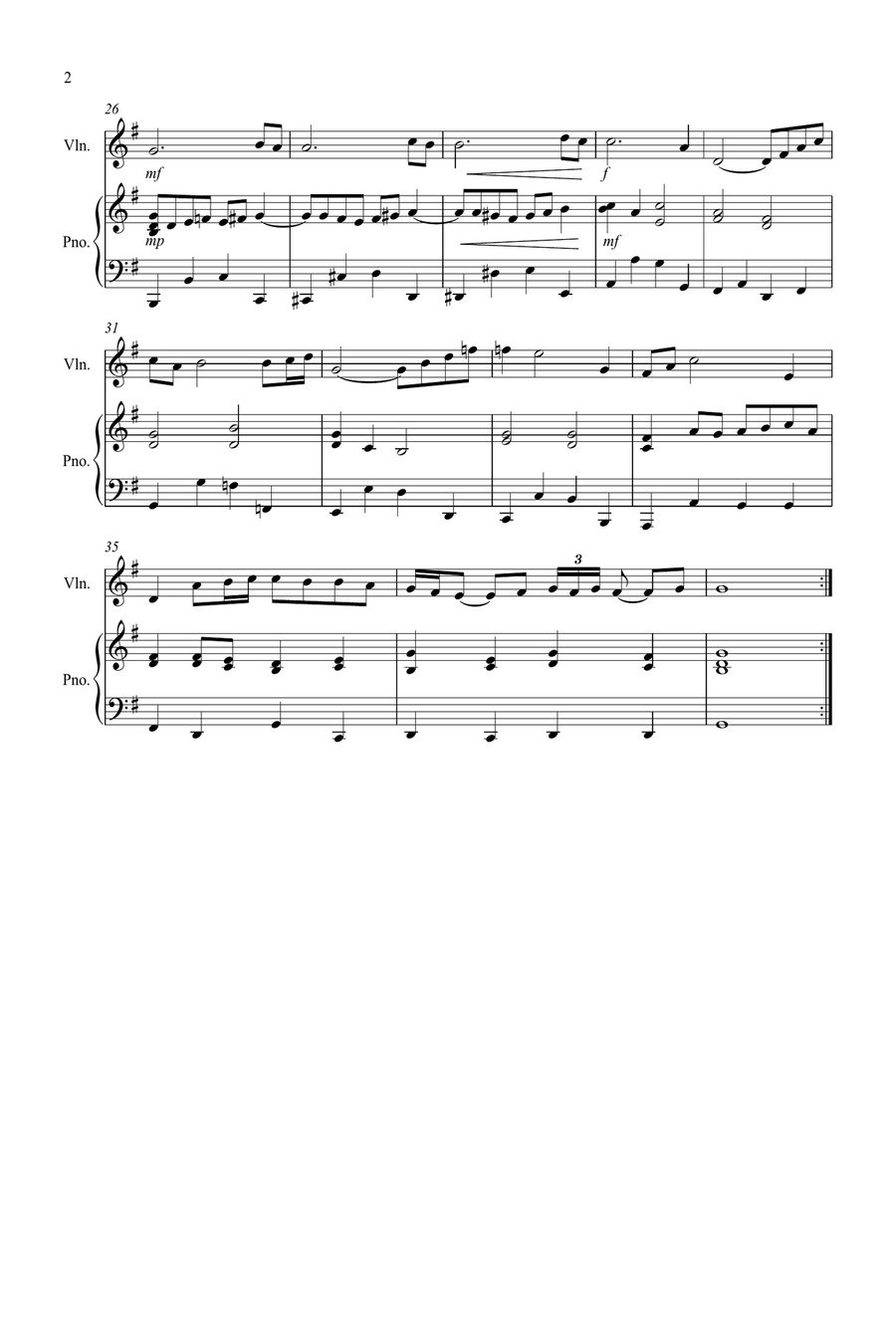 Air On A G String for Violin and Piano Violin scores gallery preview page 2