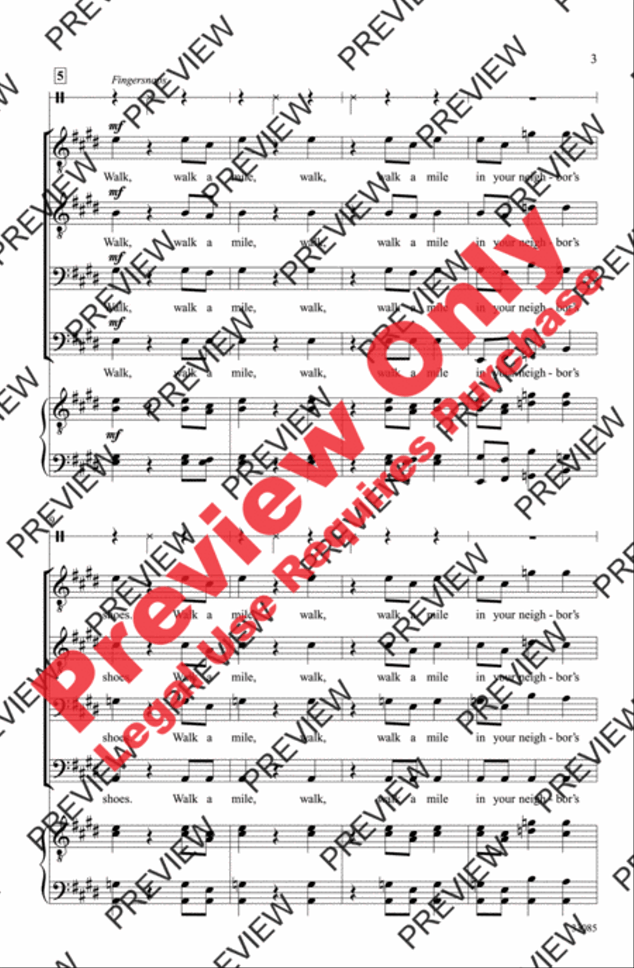 Walk a Mile Walk a Mile Men's Choir scores gallery preview page 3
