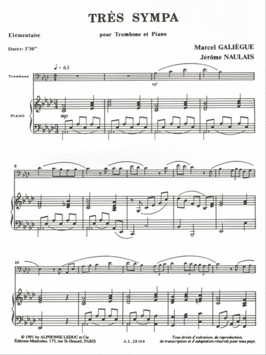 Tres Sympa (trombone & Piano) Piano Accompaniment scores gallery preview page 2