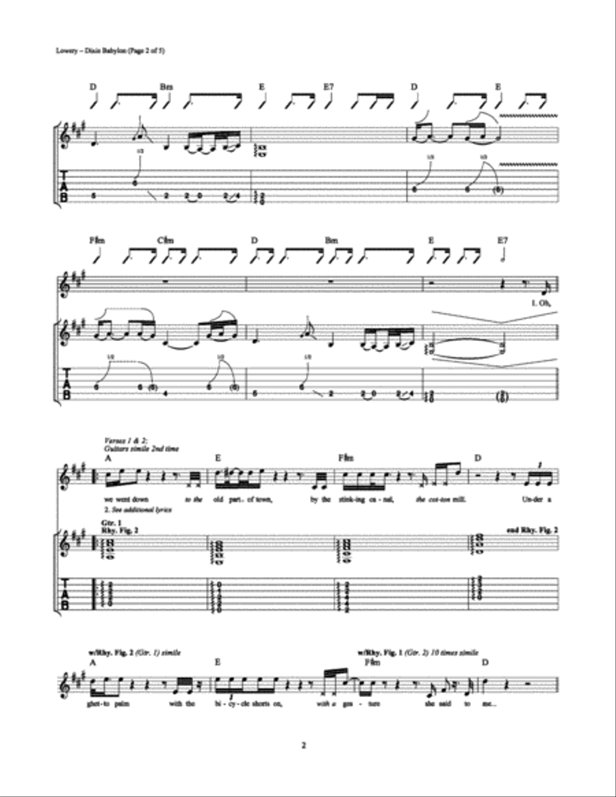 Dixie Babylon Electric Guitar scores gallery preview page 2