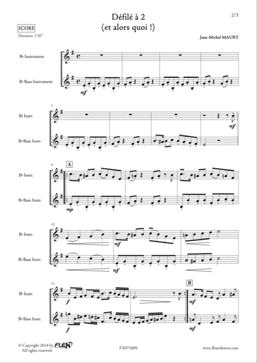 Defile a 2 Defile a 2 Bass Clarinet scores gallery preview page 2