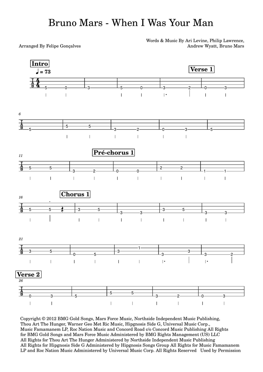 When I Was Your Man Acoustic Guitar scores gallery preview page 1