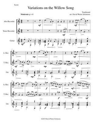 Variations on The Willow Song for alto and tenor recorders and guitar