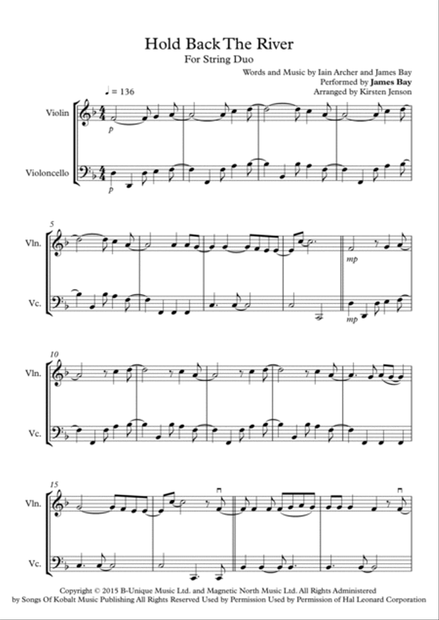 Hold Back The River String Duet scores gallery preview page 4