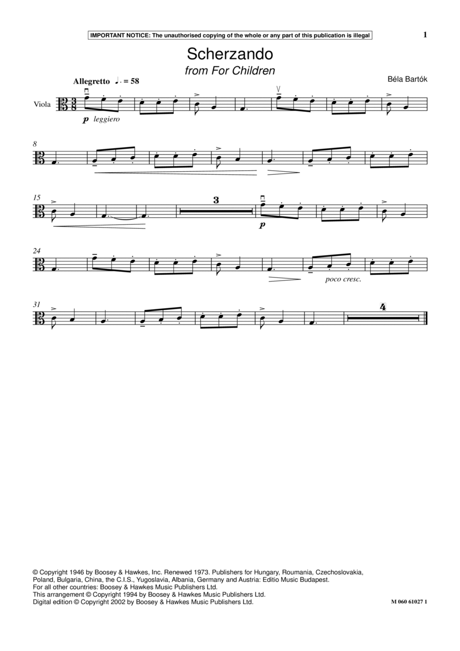 Scherzando (from For Children) School and Community scores gallery preview page 1
