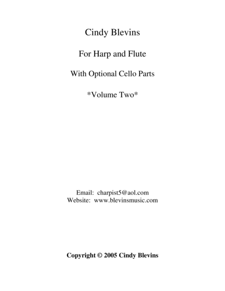 Cindy Blevins for Harp, Flute and Cello, Vol. 2 image number null