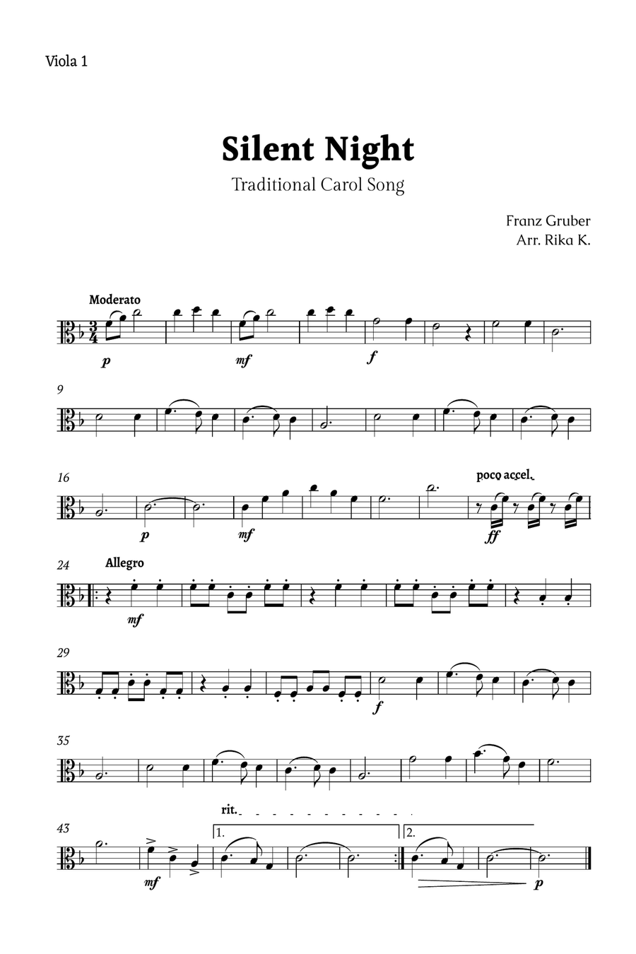 Silent Night for Viola Duet String Duet scores gallery preview page 3