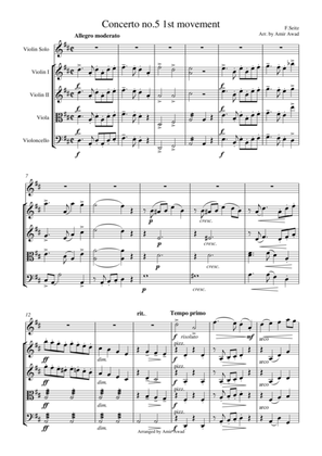 Seitz 1st movement from Pupil (Student) Concerto No.5 in D major for Violin and Piano arranged for V
