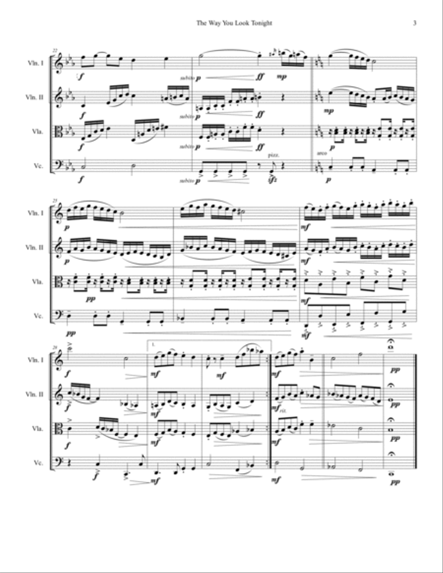 The Way You Look Tonight String Quartet scores gallery preview page 3