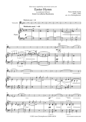 Easter Hymn from Cavaliera Rusticana - Cello (High, tenor clef) and Piano