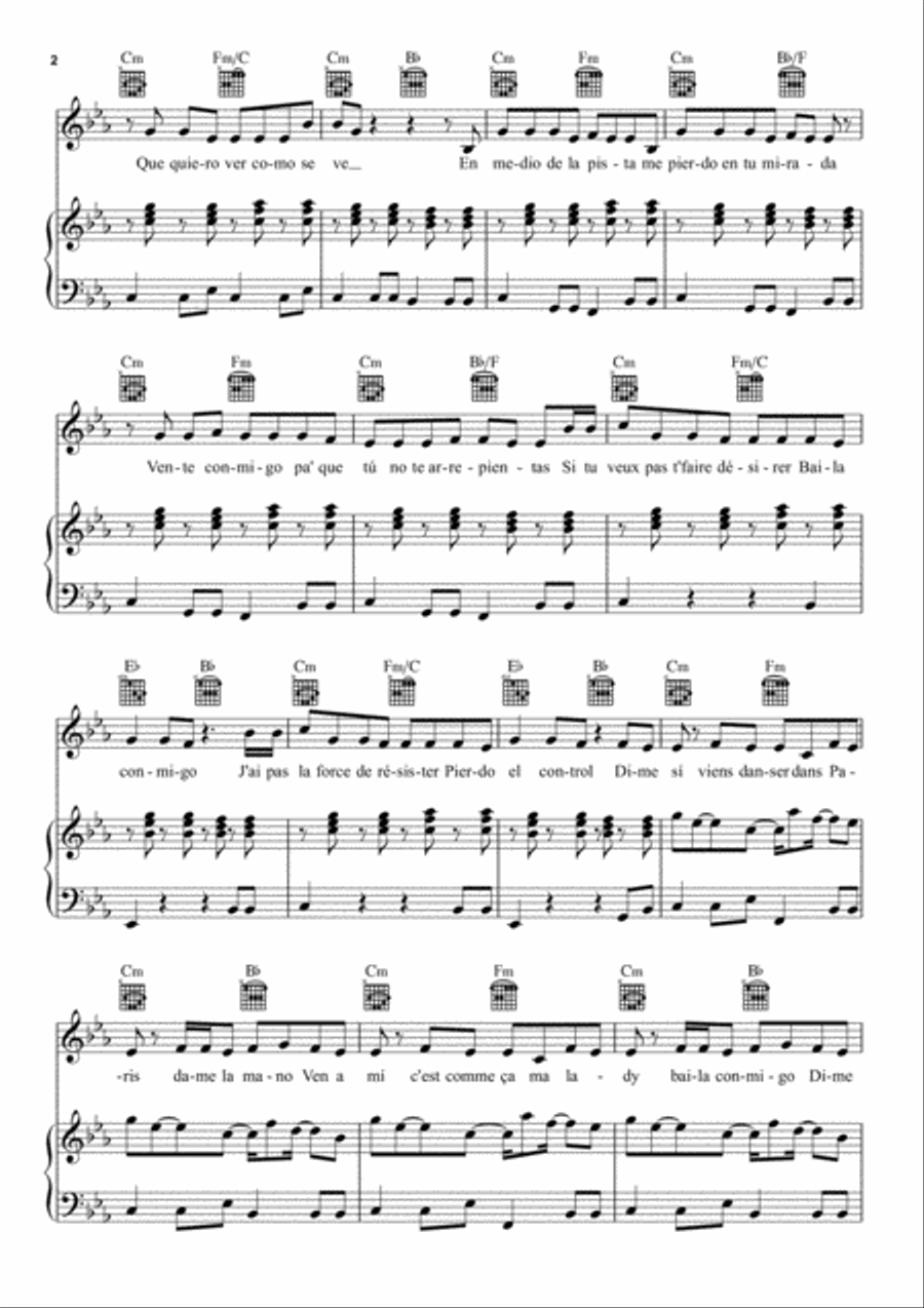 Baila Paris Piano, Vocal, Guitar scores gallery preview page 2