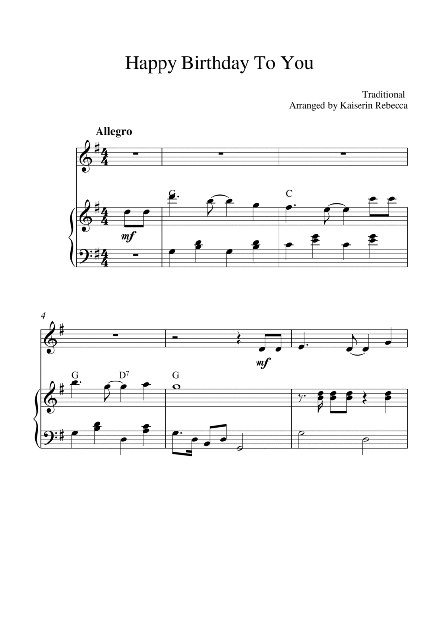 Happy Birthday To You (for recorder solo and piano accompaniment) Woodwind Duet scores gallery preview page 1