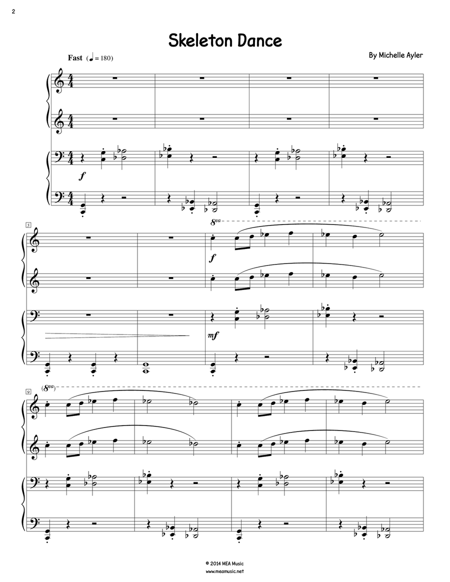 Skeleton Dance (1 piano, 4 hands) 1 Piano, 4-Hands scores gallery preview page 2