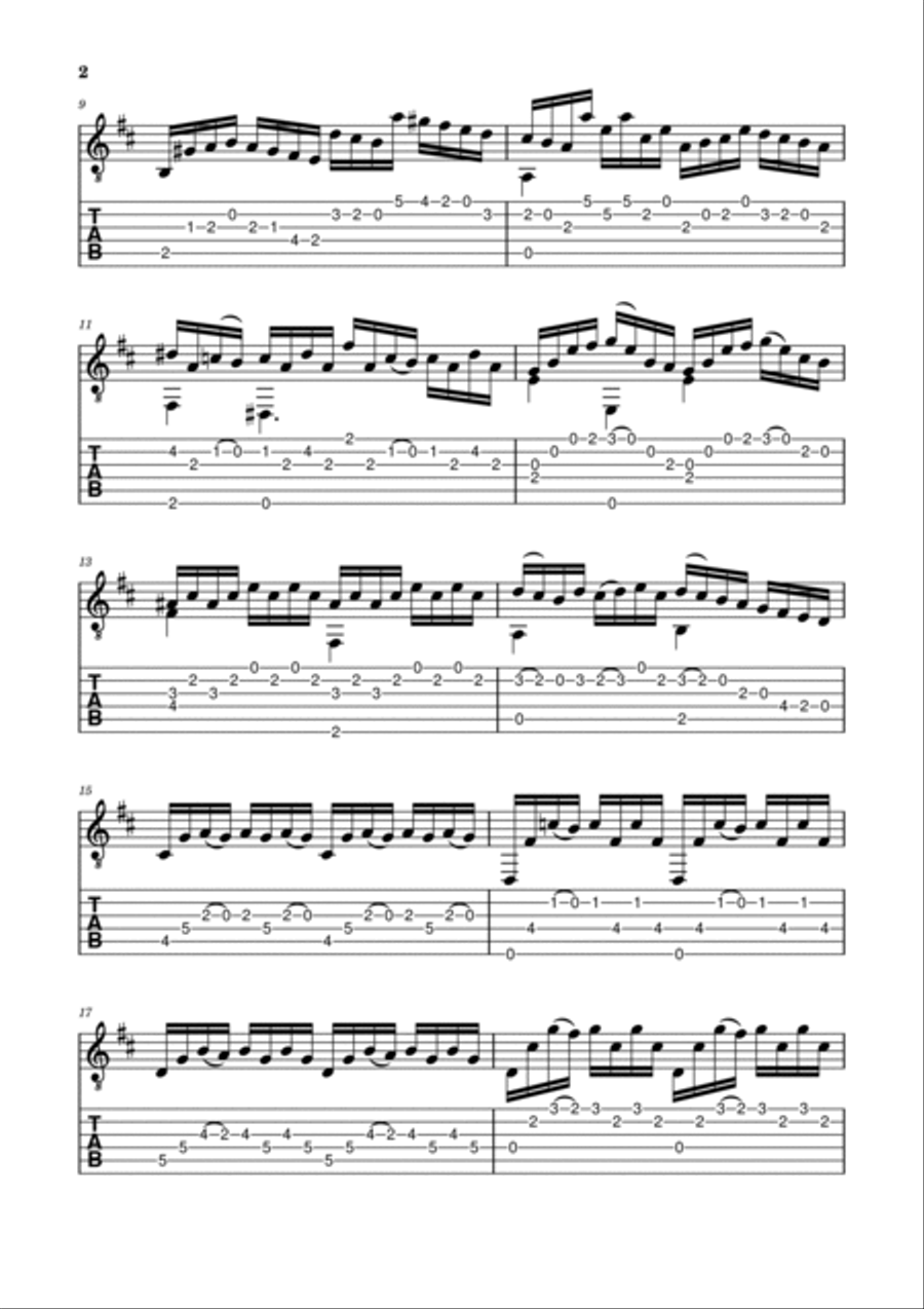 Prelude Cello-Suite No. 1, BWV 1007 (for Guitar) Cello scores gallery preview page 2