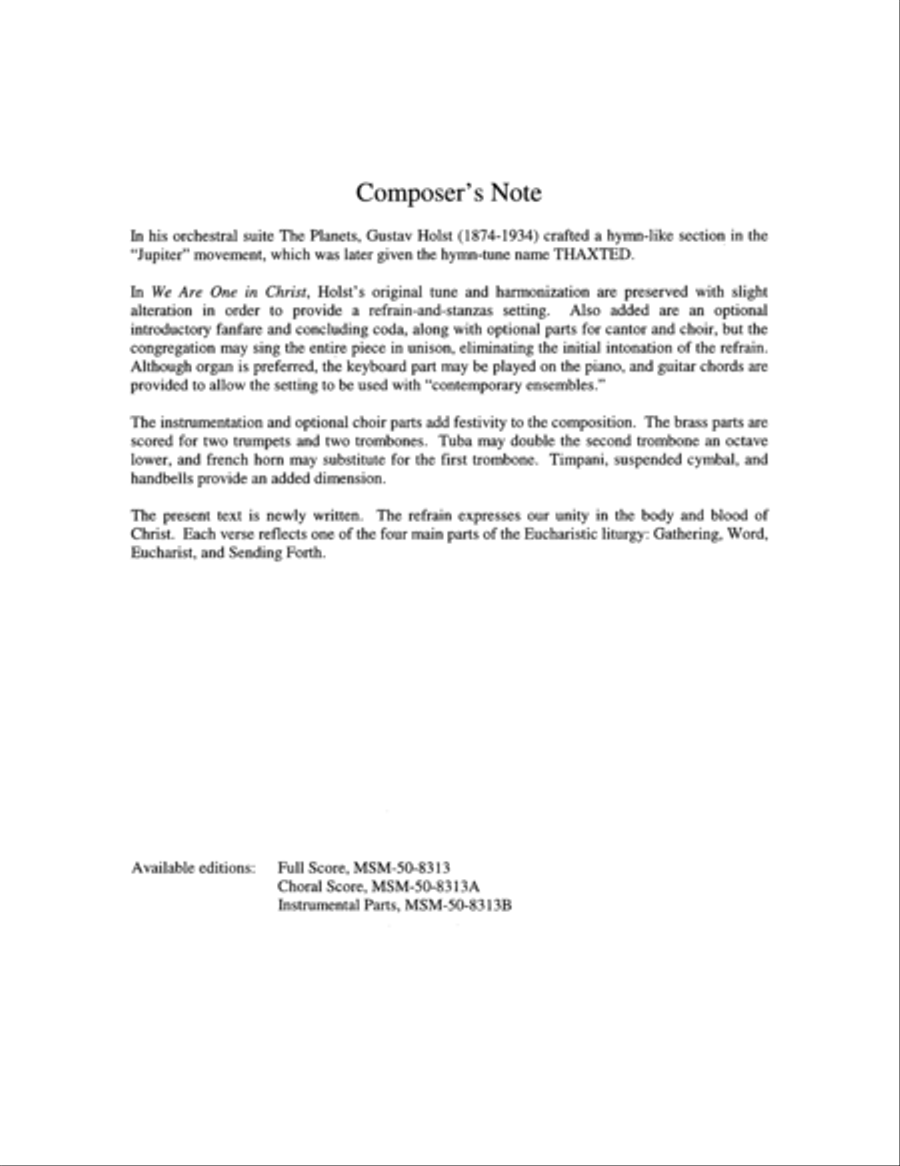 We Are One in Christ We Are One in Christ Choir scores gallery preview page 1