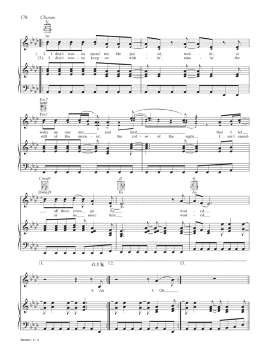 Wasted Piano, Vocal, Guitar scores gallery preview page 3