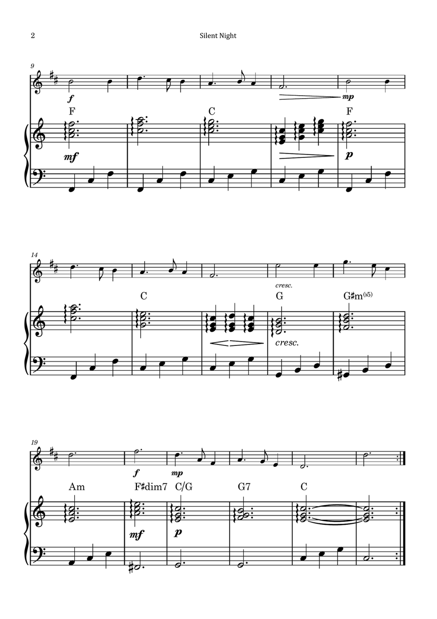 Silent Night Piano scores gallery preview page 2