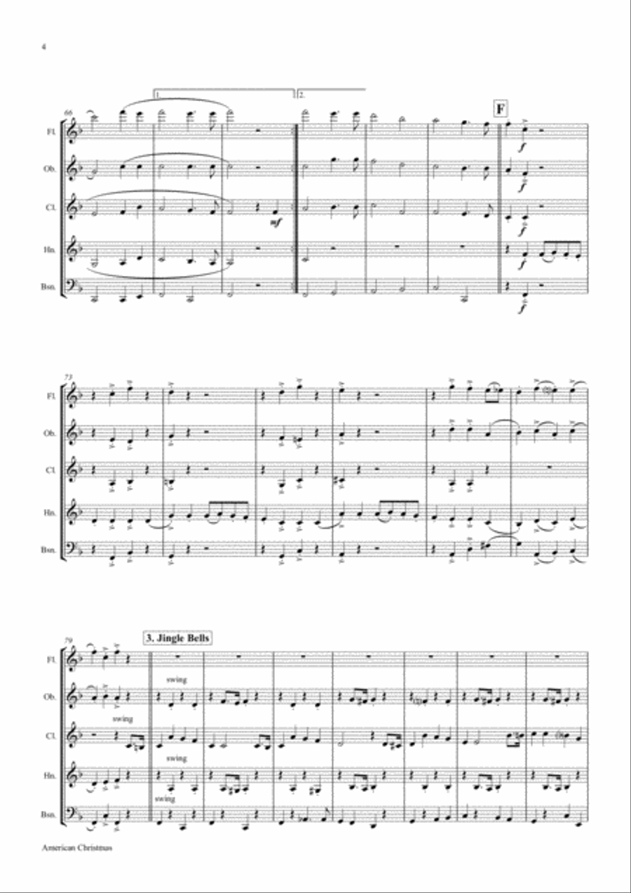 American Christmas - Mash up Rondo of best Christmas Songs - Wind Quintet Woodwind Quintet scores gallery preview page 5