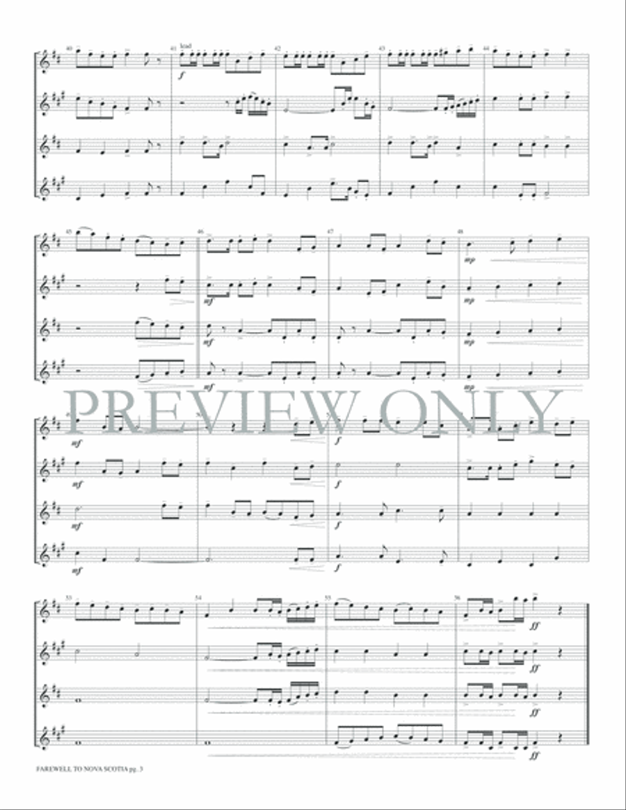Farewell to Nova Scotia Small Ensemble scores gallery preview page 5