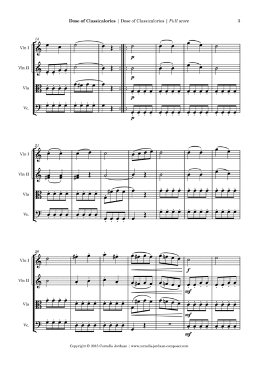Dose of Classicalories, 3 easy pieces for string quartet String Quartet scores gallery preview page 3