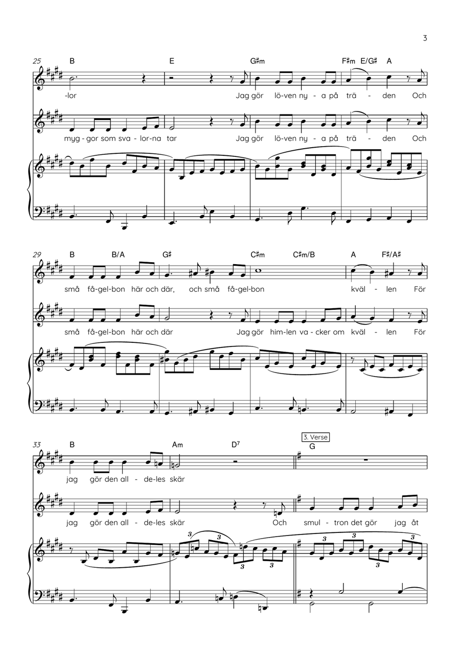 Idas Sommarvisa Piano, Vocal, Guitar scores gallery preview page 3
