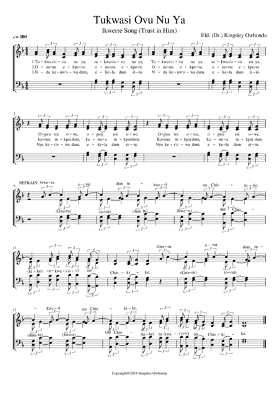 Tukwasi Ovu Nu Ya Tukwasi Ovu Nu Ya 4-Part scores gallery preview page 1