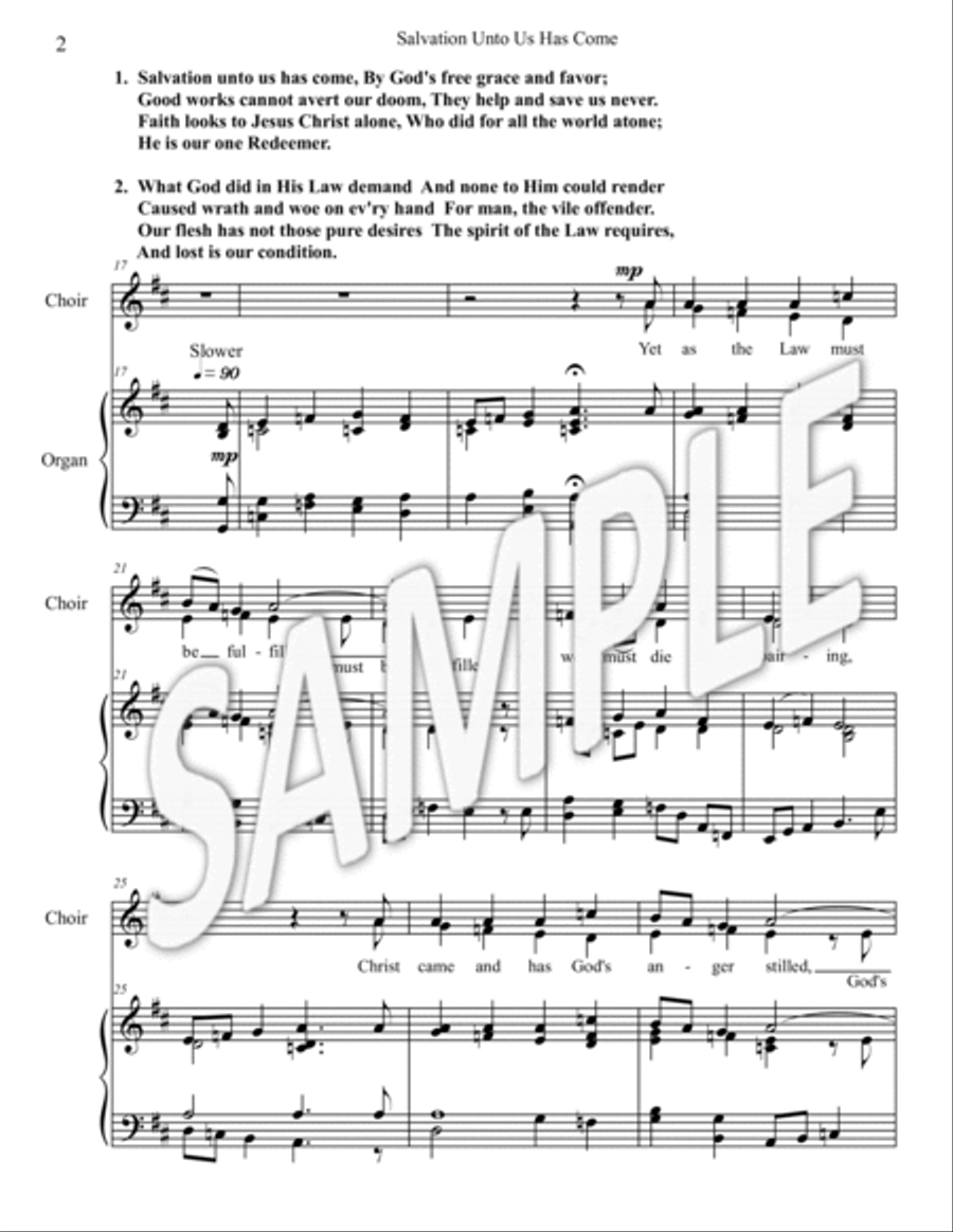 Salvation Unto Us Has Come (Handbells, 2-part Choir, Organ, Congregation) 2-Part scores gallery preview page 2