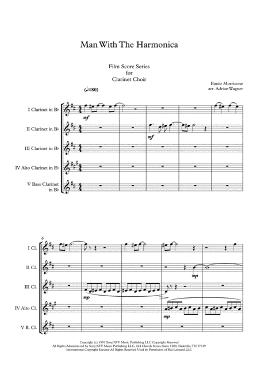 Man With The Harmonica Clarinet Choir scores gallery preview page 3