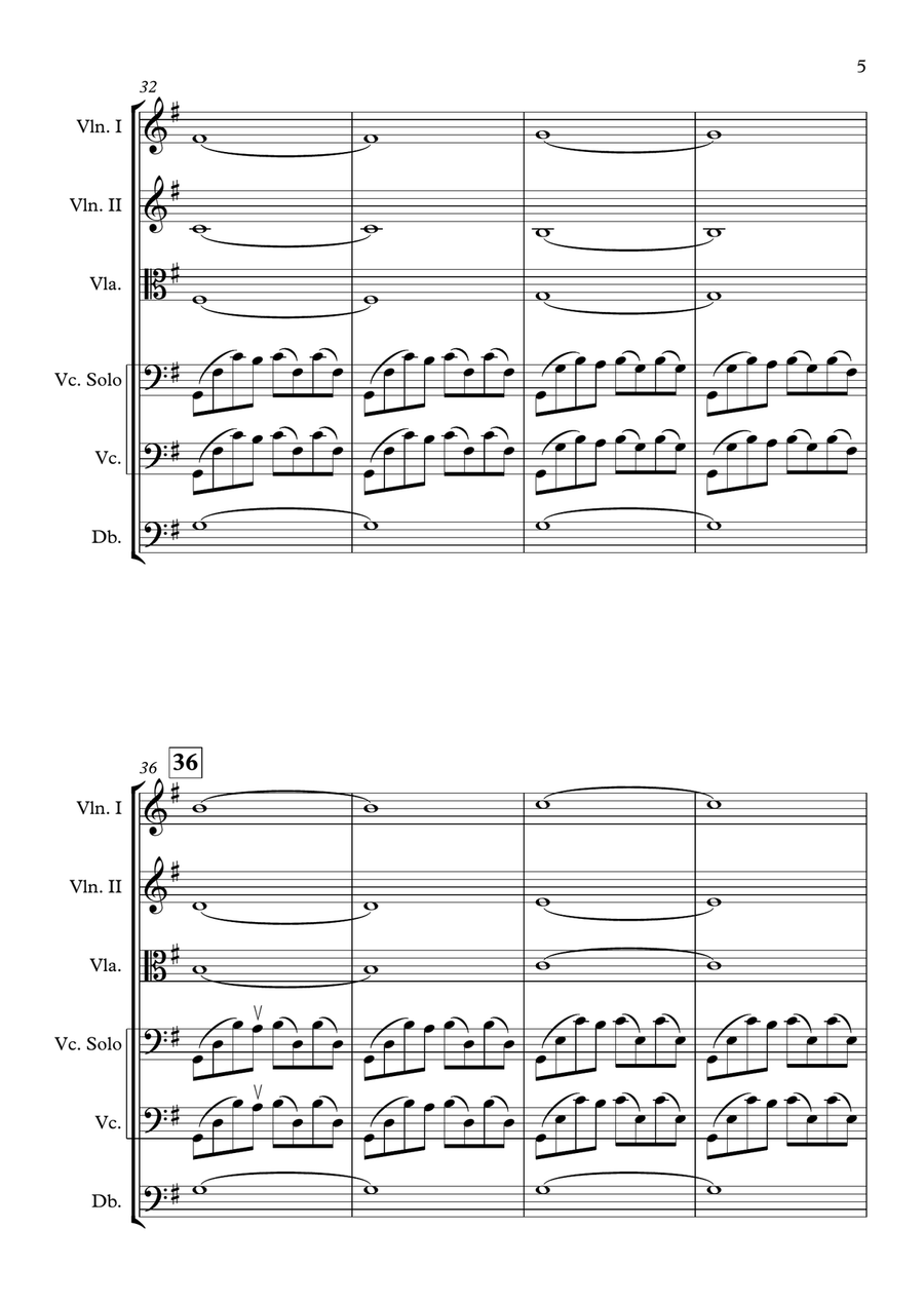 Unaccompanied Cello Suite No. 1: Prelude (Famous Cello Song) [String Orchestra] String Orchestra scores gallery preview page 5